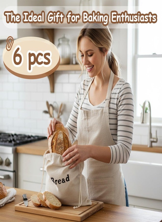 BMMN Reusable Bread Bags for Homemade, 12 x 15 Inch Linen Sourdough Bread Bags (6 Pieces) for Homemade Loaves & Pastries, Baking Gifts & Baking Supplies for Home Bakers, Stay Fresh Unbleached and Reusable - Image 5